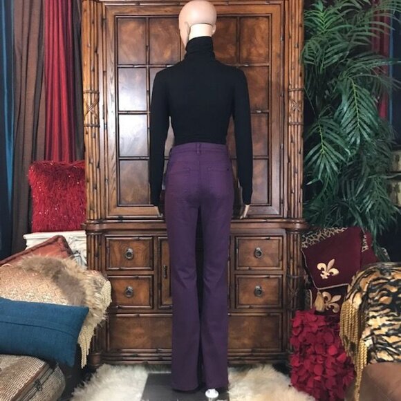 DG2 Pure Purple Front Slit Center Seamed Stretch Cotton Blend Bootcut Jean - Picture 4 of 10